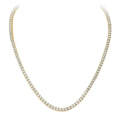 שרשרת טניס לנשים משובצת מכסף טהור S925 בציפוי זהב