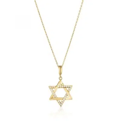 שרשרת מגן דוד בגוון זהב משובצת זרקוניה