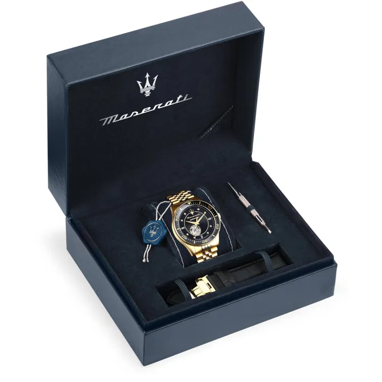 שעון Maserati לגבר משובץ ביהלומים R8823140012 מגיע עם רצועת עור מתנה - תמונה 2