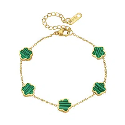 צמיד תלתן ירוק בגוון זהב